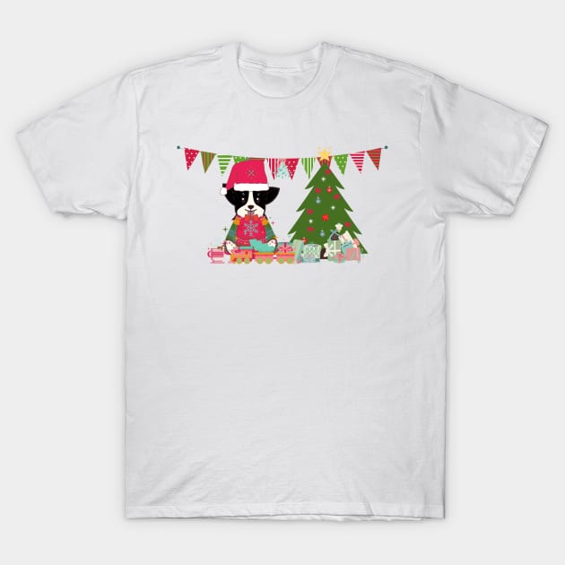 Suave Corgi celebrates Christmas! - The Cool sophisticated Puppy! T-Shirt by LukjanovArt